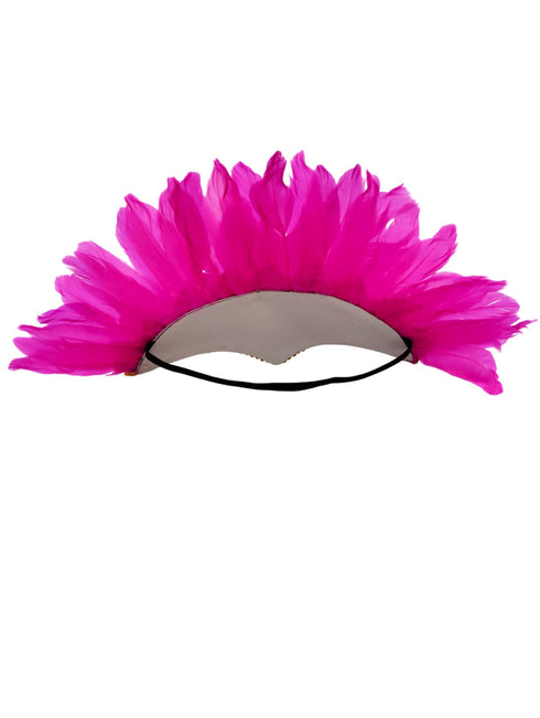 BookMyCostume Carnival Feather Headpiece – Pink Feather and Sequin Crown, Costume Accessory for Kids and Adults, Party, Festival, Dance Accessory